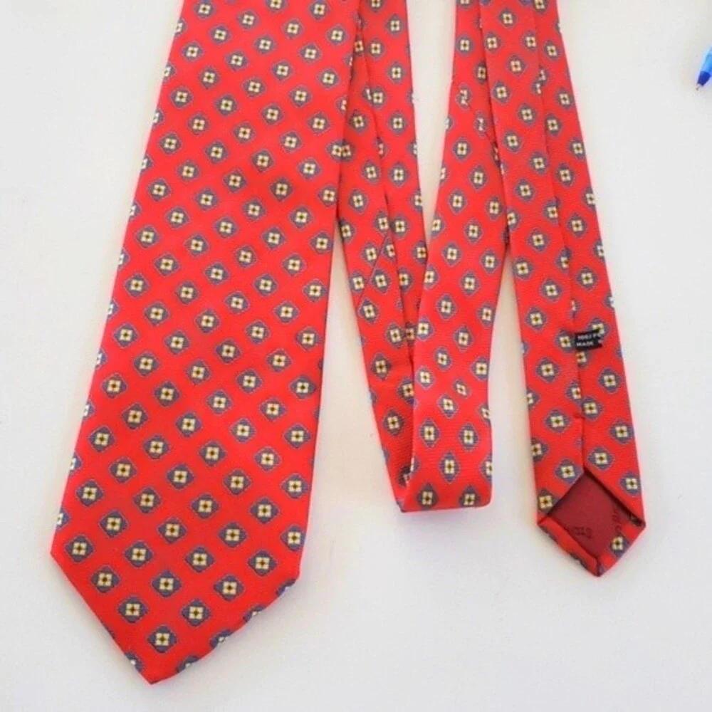 STEFANO RICCI MEN'S GEOMETRIC DIAMONDS SILK TIE RED BLUE YELLOW 4